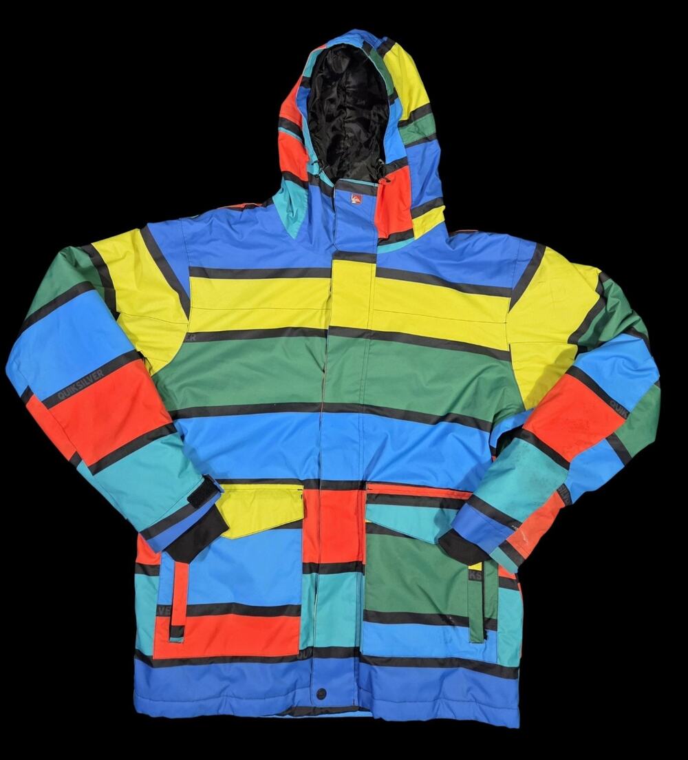 Vintage Quicksilver Mathieu Crepel Snow Jacket Ski Snowboarding Striped Medium